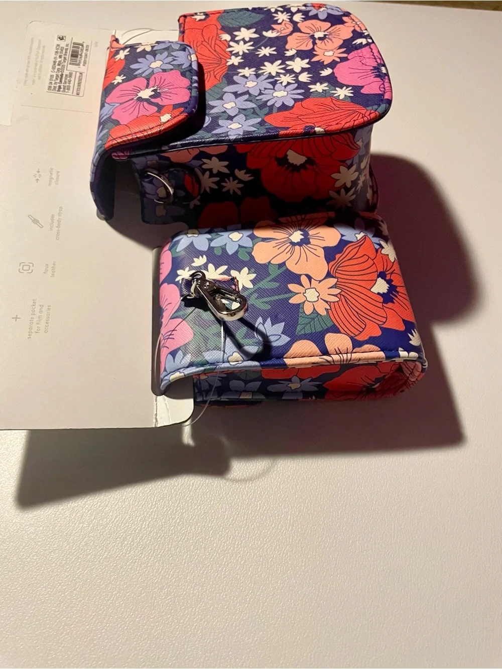 NWT Heyday Floral Camera Case Bag & Film Pouch For Fujifilm Instax Mini 12 Blue